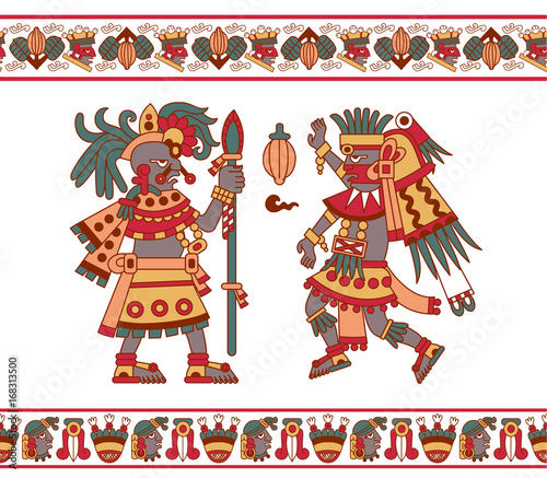 Vector illustration aztec cacao pattern for chocolate package design.