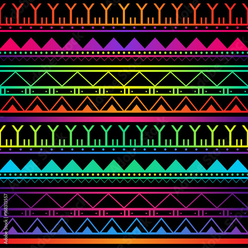 Seamless hand-drawn ethnic pattern. Tribal seamless geometric striped background. Vector illustration.