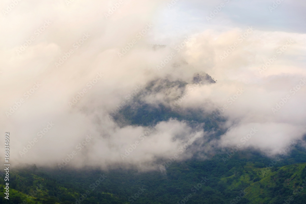 Mountain and mist / View of mountain and mist.