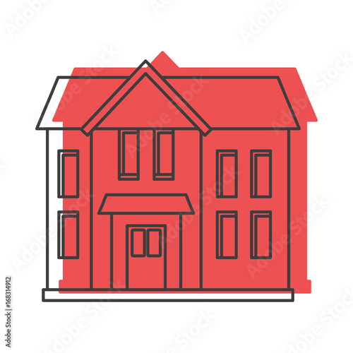 Red house doodle icon vector illustration for design and web isolated