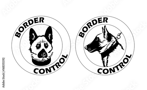 Logo collection for customs office design with the Sheepdogs head and text. Vector illustration.