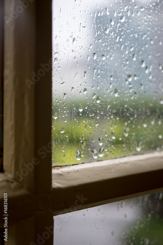 窓の雨