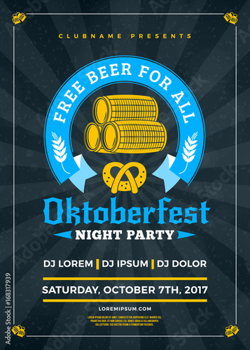 Oktoberfest beer festival celebration. Typography poster or flyer template for beer party