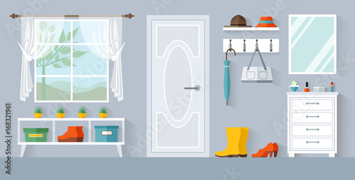 Anteroom vector. Design of the hallway or corridor. Interior of the entrance area.