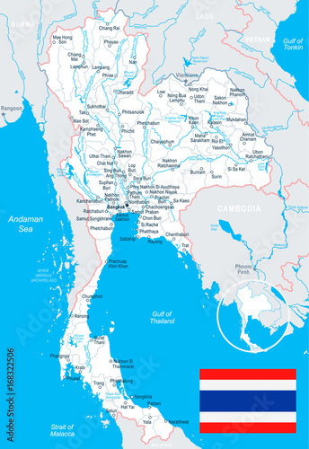 Thailand - map and flag illustration