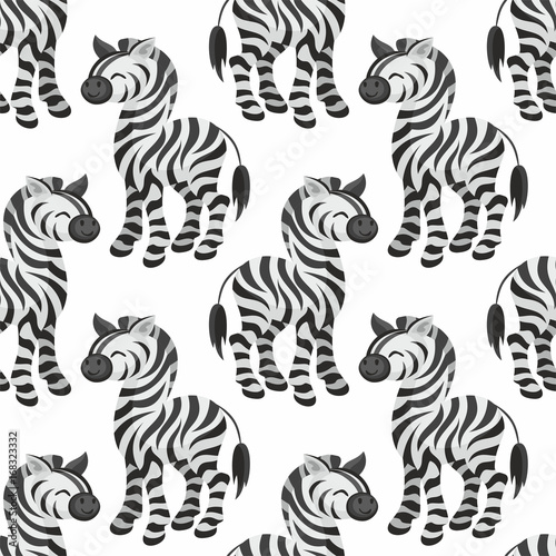 Children’s seamless pattern with the image of cute African animals in cartoon style. Vector background.