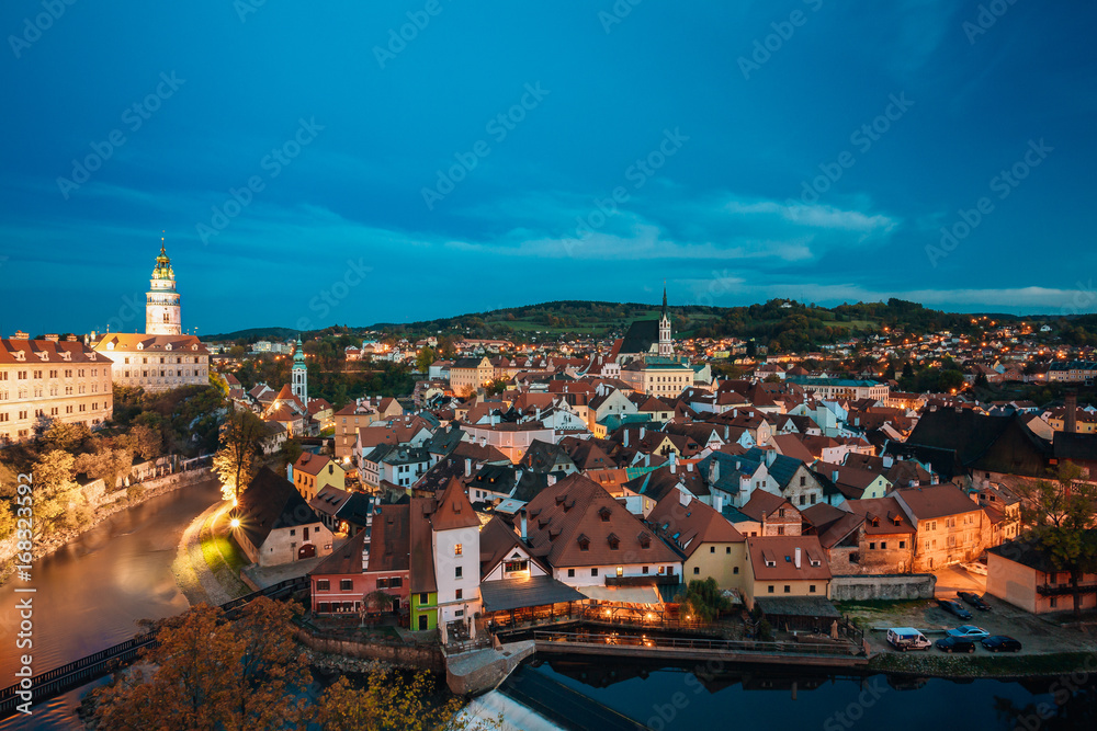 Cesky Krumlov, Czech Republic. Famous Town And Popular Touristic