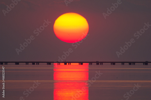 Sunset over Lake Pontchartrain causeway