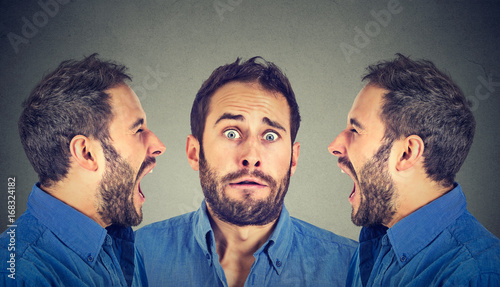 Картината върху платно Split personality. Two angry men screaming at scared himself
