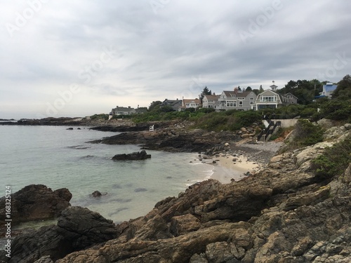 cloudy summer morning on the Marginal Way in Ogunquit  Maine