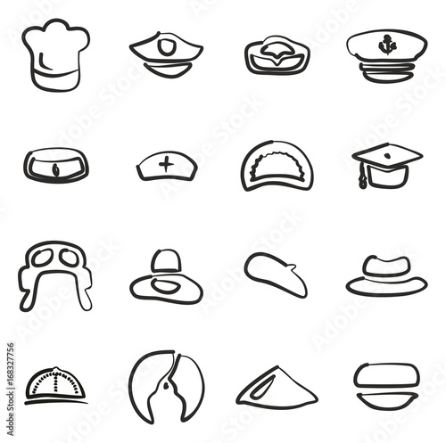 Hat Icons Set 1 Freehand 
