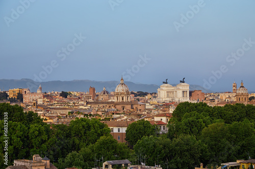 Panoramic view of Rome with mountains in the background
