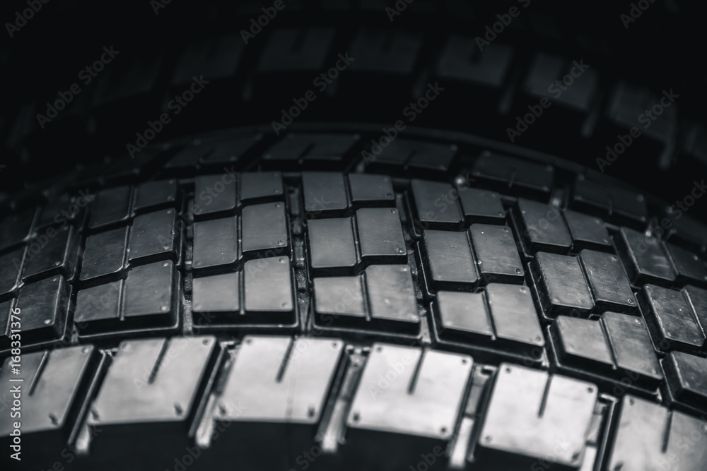 Clean Truck Tyre, black new shiny car tire background
