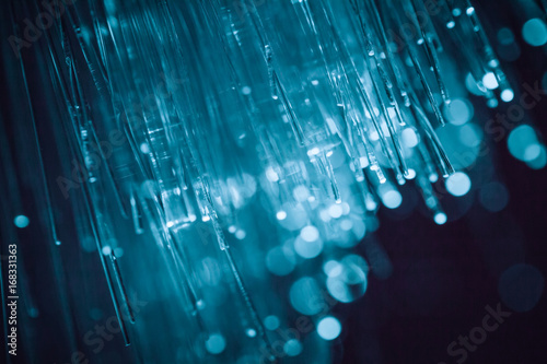 Fotografie Fiber optics modern computer communication technology blue light