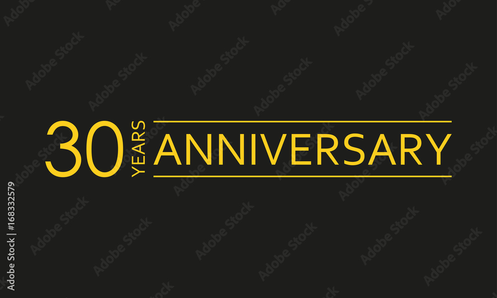 30 years anniversary emblem. Anniversary icon or label. 30 years celebration and congratulation design element. Vector illustration.