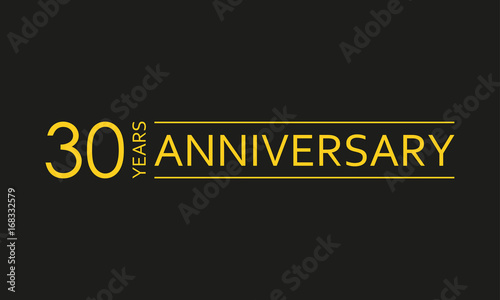 30 years anniversary emblem. Anniversary icon or label. 30 years celebration and congratulation design element. Vector illustration.