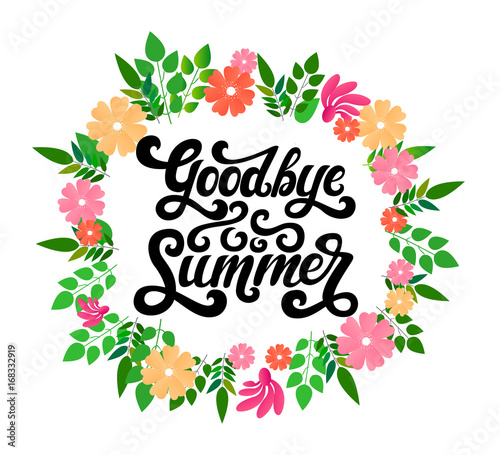 Vector illustration of Goodbye Summer text. Goodbye summer lettering vector. 