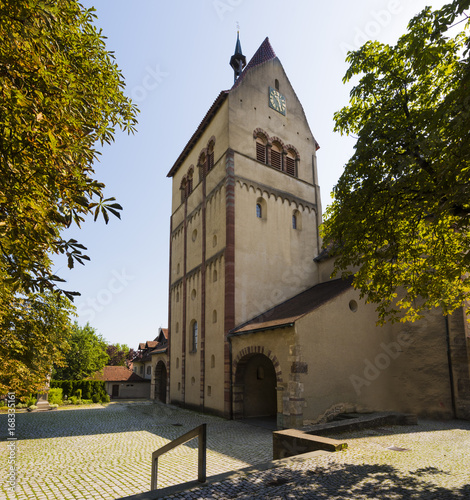 Clock Tower of St Mary and Mark cathedral on the Island of Reichenau - Lake Constance, Baden-Wuerttemberg, Germany, Europe photo