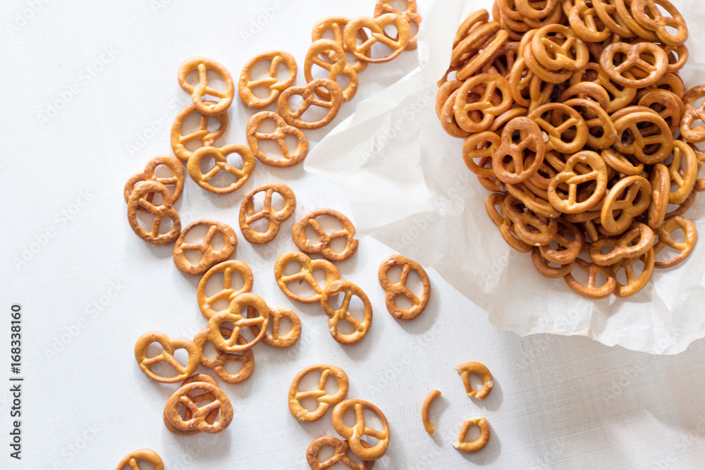 Traditional german pretzels over wooden background Traditional german pretzels over wooden background