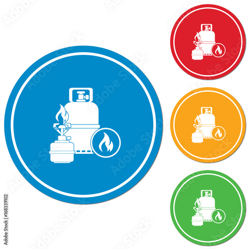 Camping stove with gas bottle icon