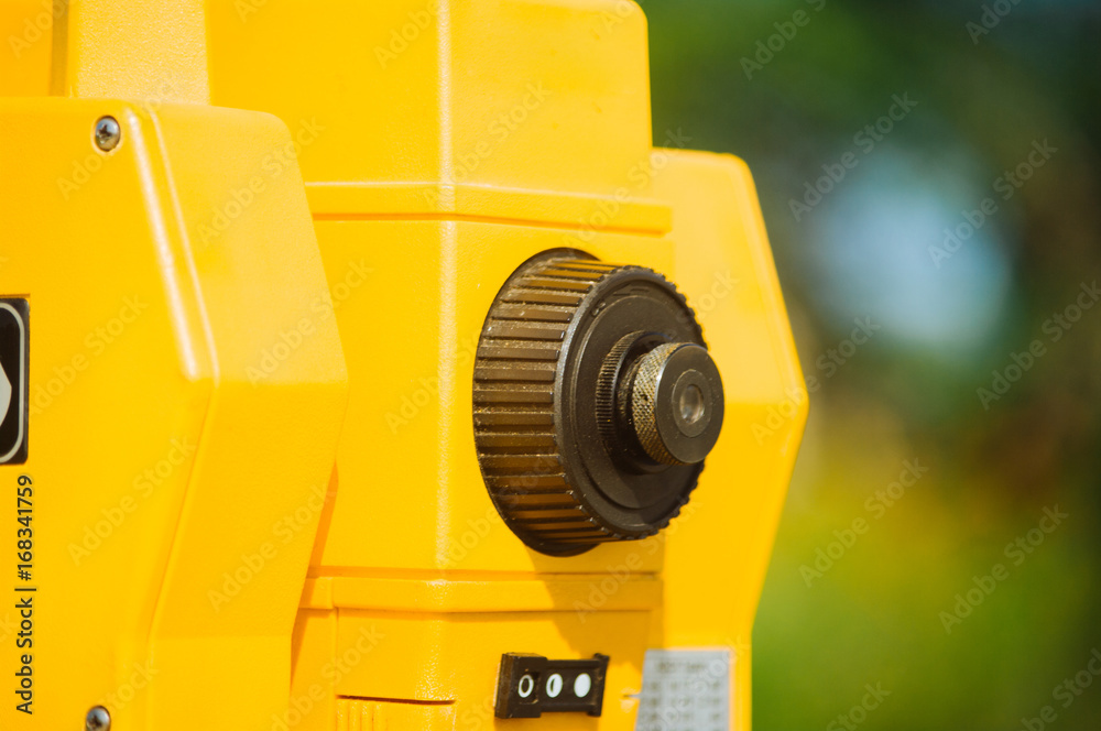 Fototapeta premium Surveyor equipment detaild of theodolite on tripod