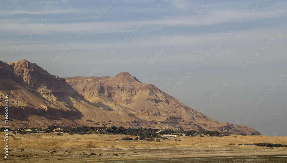 Judean Desert Mountains landscape near the Dead Sea. Panoramic View .Israel
