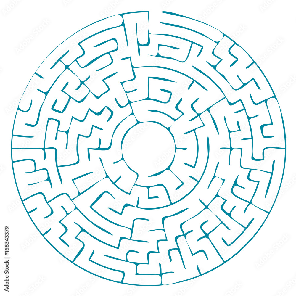 Round blue labyrinth without a solution. vector illustration. Round blue labyrinth without a solution. vector illustration.