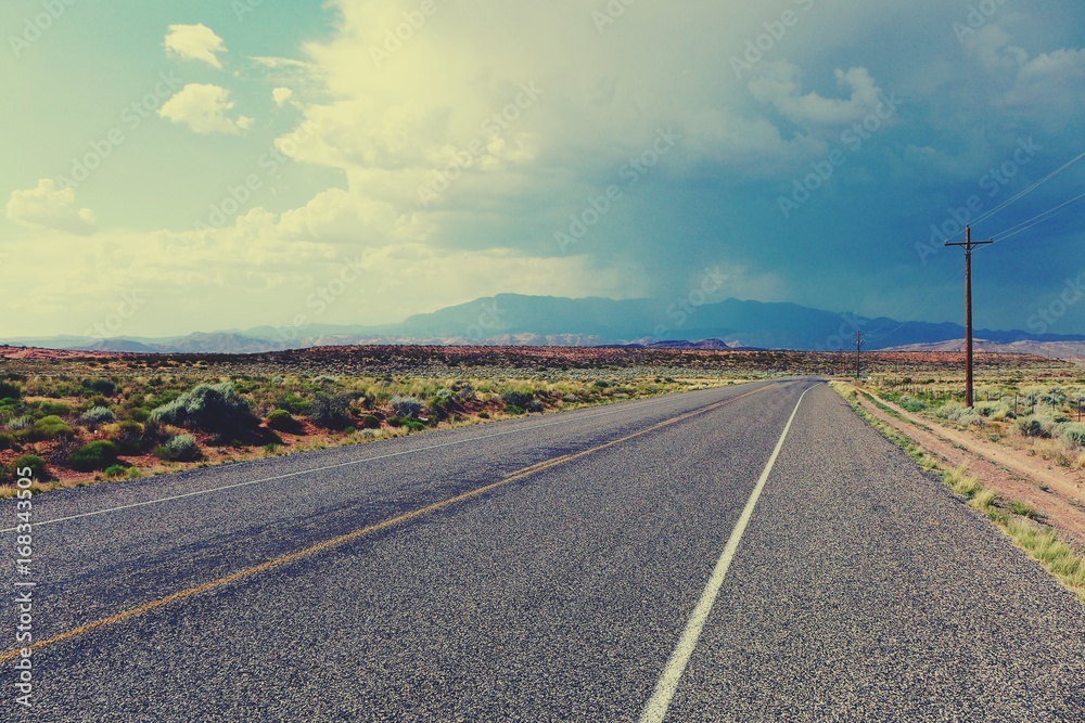 empty open road in a desert