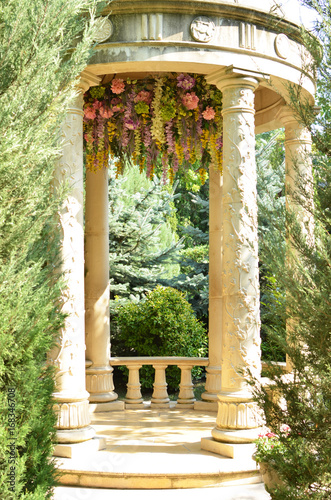 vintage gazebo in flowers