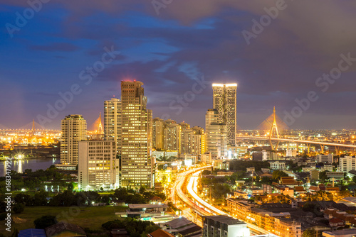 cityscape of Bangkok city at night , landscape Thailand