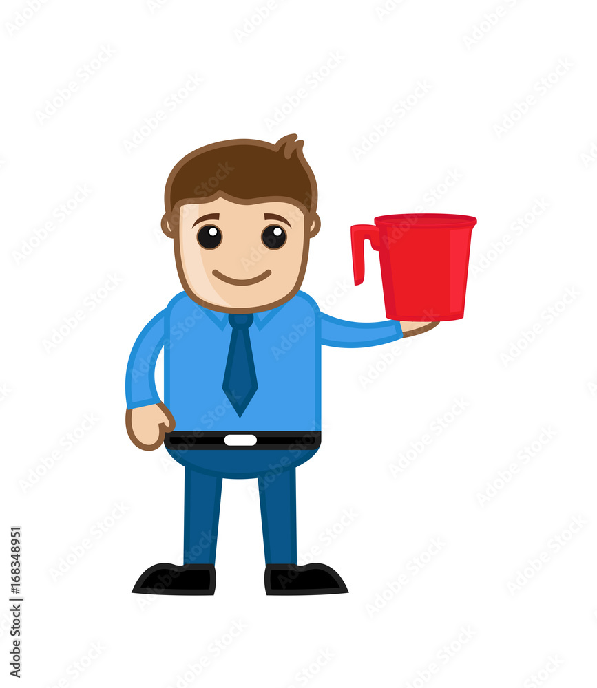 Businessman Presenting a Water Mug Businessman Presenting a Water Mug