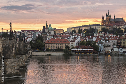 View at Prague's Castle at sunset photo