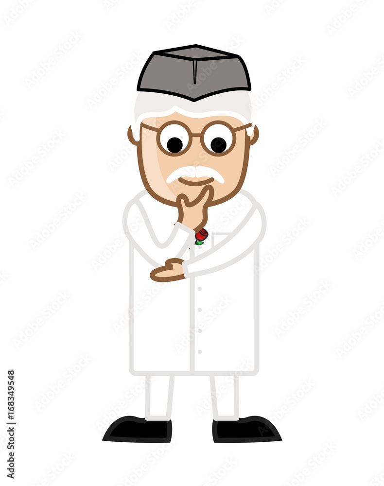 Old Indian Funny Cartoon Politician Character Thinking Stock Vector | Adobe  Stock