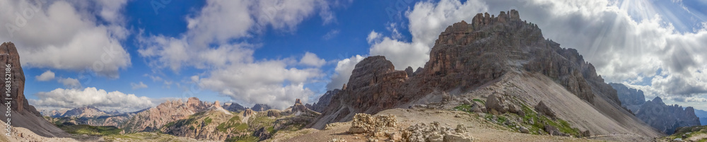Panorama of the Paternkofel mountain range in the Dolomites