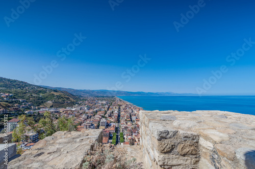 Vista panoramica di Capo d Orlando dai ruderi del castello  provincia di Messina IT 
