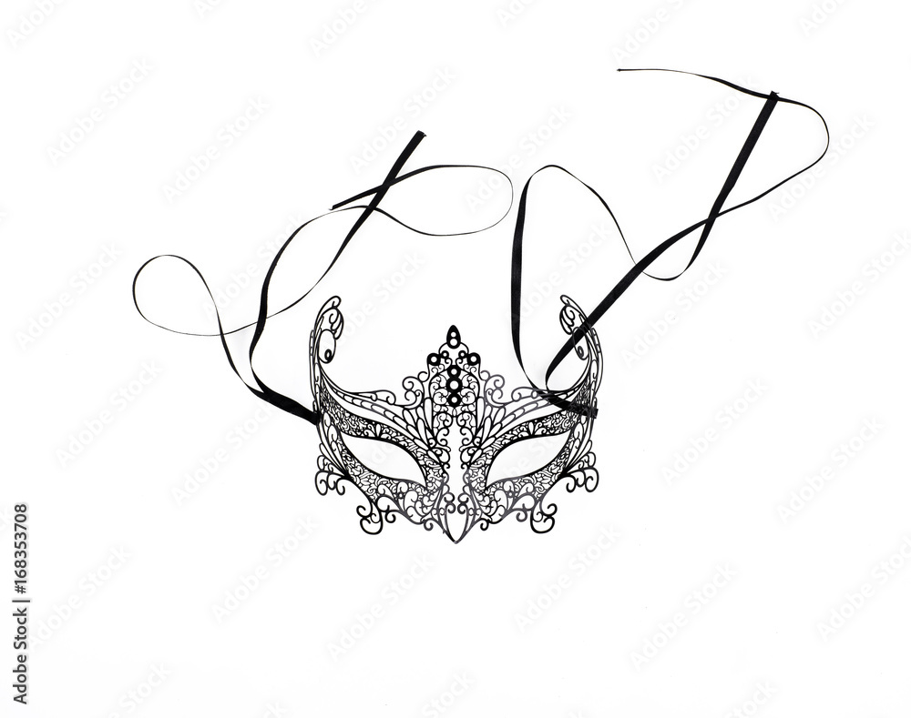 Carnival, elegant, venetian, female mask on a white background