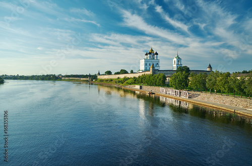 Ancient Pskov Kremlin on Velikaya river