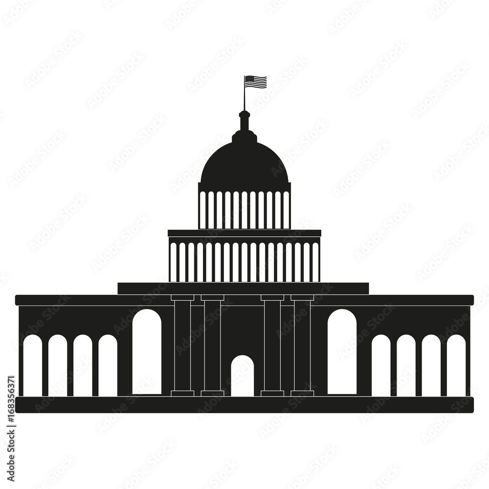 White house, congress Vector. Black icon on white.