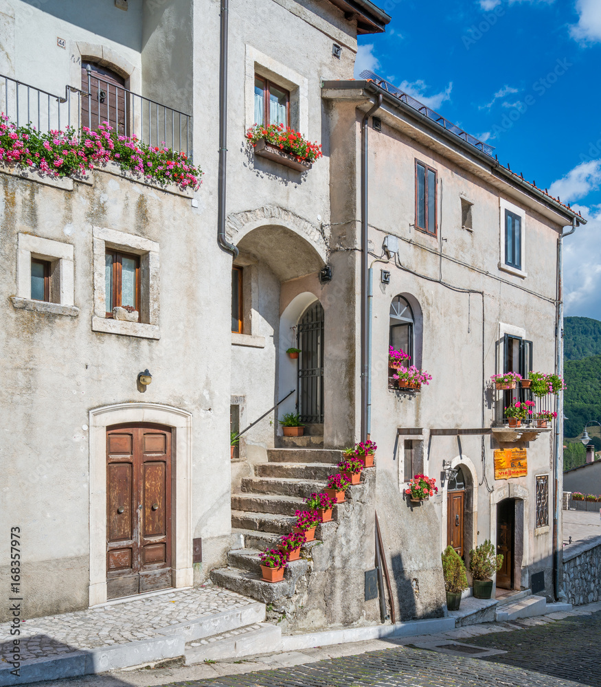 Opi in a summer afternoon, rural village in Abruzzo National Park, province of L'Aquila, Italy.