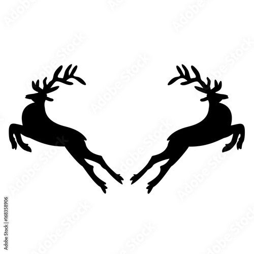 Two black deer on a white background. © tatyanabez1970