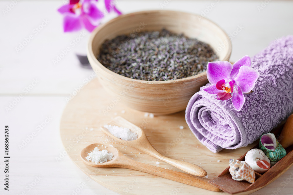 Beauty and fashion concept with spa set Beauty and fashion concept with spa set