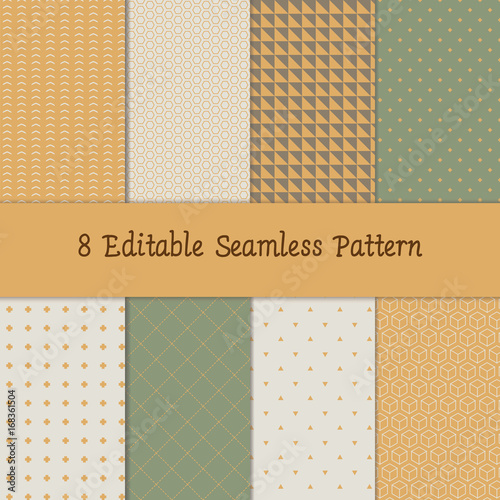 Editable Seamless Geometric Pattern Vector. Abstract background textures. Fall, Autumn, Retro colour.