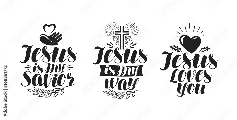 Jesus is my Savior, calligraphy. Bible lettering. Vector illustration Jesus is my Savior, calligraphy. Bible lettering. Vector illustration