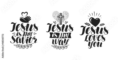 Jesus is my Savior, calligraphy. Bible lettering. Vector illustration