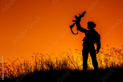 military soldier with weapons