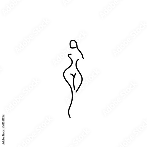 woman nude vector line icon
