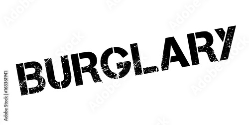 Burglary rubber stamp. Grunge design with dust scratches. Effects can be easily removed for a clean, crisp look. Color is easily changed.