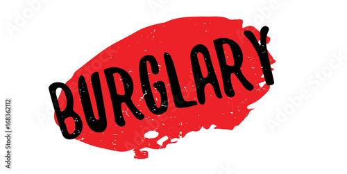 Burglary rubber stamp. Grunge design with dust scratches. Effects can be easily removed for a clean, crisp look. Color is easily changed.