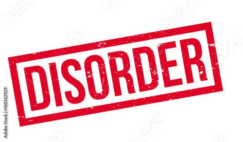 Disorder rubber stamp. Grunge design with dust scratches. Effects can be easily removed for a clean, crisp look. Color is easily changed.
