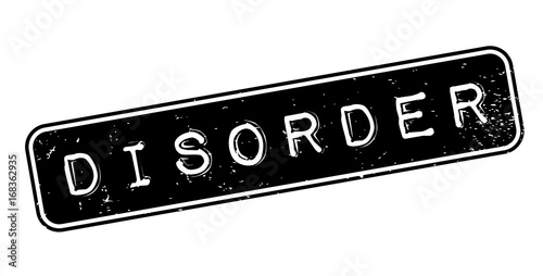 Disorder rubber stamp. Grunge design with dust scratches. Effects can be easily removed for a clean, crisp look. Color is easily changed.